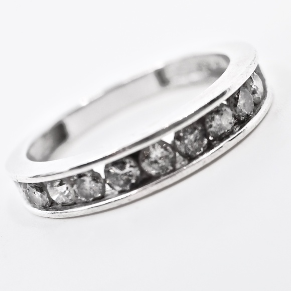 CLASSIC DIAMOND BAND RING~1/2 CTW~PLATINUM/STERLING - Picture 1 of 6